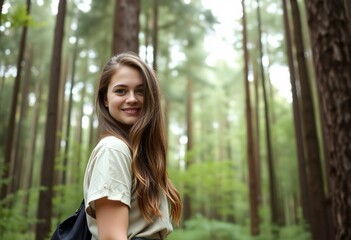 Portrait of a woman in a forest
