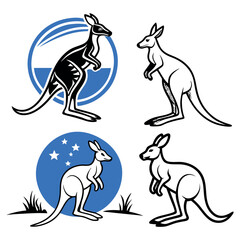 Creative Kangaroo Silhouette and icon