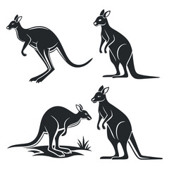 Creative Kangaroo Silhouette and icon