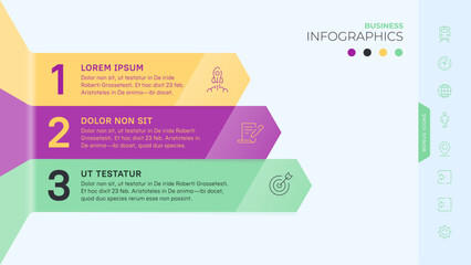 Three stages or options. Vector infographic template for a presentation or cover