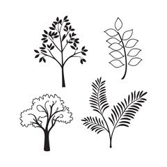 Obraz premium Silhouette Plant Set Illustrations Silhouettes Icons vector 