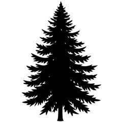 Pine tree silhouette vector illustration.