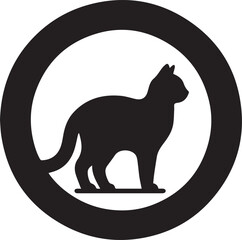 Obraz premium a black circle with a white silhouette of a cat inside it.