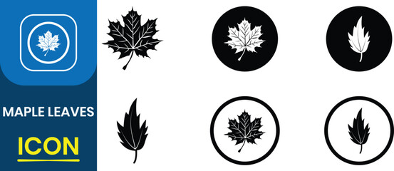 Maple leaf vector icon. Nature leaves, Autumn Tree, Forest and wood symbol sign. Autumn orange maple leaf graphic print or pattern, vector illustration.