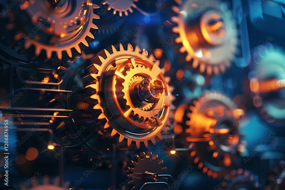 Poster cogs and gear wheel mechanisms. technology and engineering concept