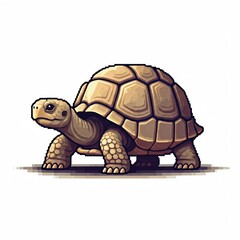 Fototapeta premium A side view of a tortoise, white background.