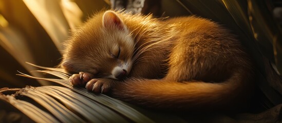 Obraz premium Sleeping Red Panda Cub
