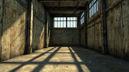 Abandoned Industrial Complex with Rusted Steel Structure and Natural Light Filtering In