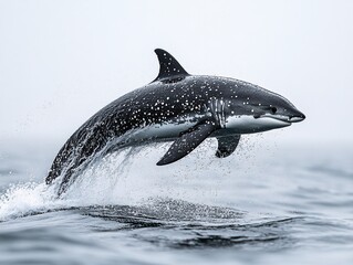 Fototapeta premium Majestic Spotted Shark Leaps Ocean Wave Dramatic Wildlife Scene