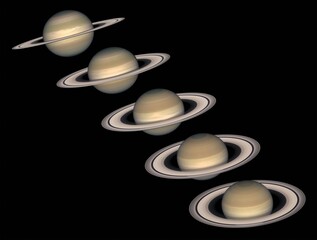 Sequence showcasing Saturn and its rings from various angles. © Claudio Caridi