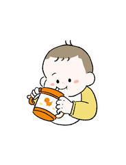 飲み物を飲む赤ちゃんのイラスト