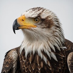 Obraz premium An eagle with its beak slightly open, as if calling, against a white background.