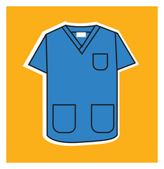 Medical suit flat sketch. Shirt pants design.