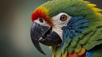Obraz premium Close-Up Portrait of a Parrot with Vibrant Beak and Unique Markings