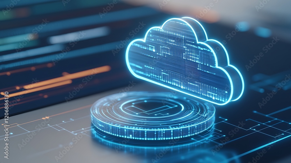 Poster digital cloud technology with circuit patterns and data visualization over a modern user interface b