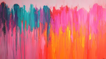 Vibrant Abstract Painting with Dripping Colors