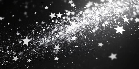 Sparkling Silver Stars Festive Glitter Night Sky Background