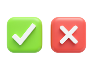 two square buttons designed for user interaction. On the left, a green button displays a white checkmark generative ai