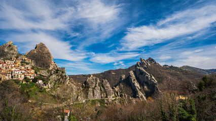 landscape inside the Dolomiti Lucane from the village of Castelmezzano, Potenza province, Basilicata