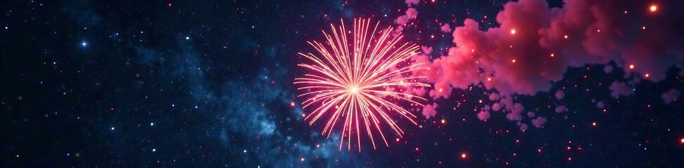Fototapeta premium Vibrant fireworks illuminate the night sky in a spectacular display of color and brightness.