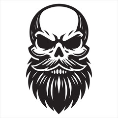 Obraz premium Bearded Skull Vector illustration, Creepy Bearded Skull silhouette Design 