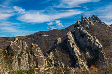 landscape inside the Dolomiti Lucane from the village of Castelmezzano, Potenza province, Basilicata
