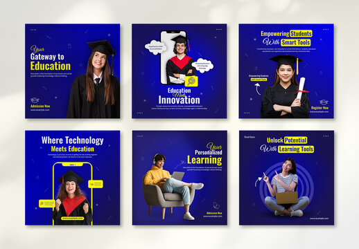 Blue Yellow Educational Social Media Post Layout