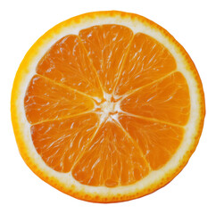 Orange fruit slice isolated on transparent background, citrus freshness concept