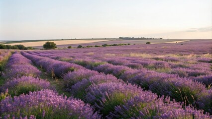 Fototapeta premium A tranquil meadow filled with vibrant purple lavender swaying gently in the breeze, country views, blooming flowers, countryside scenery, wildflower field, nature photography