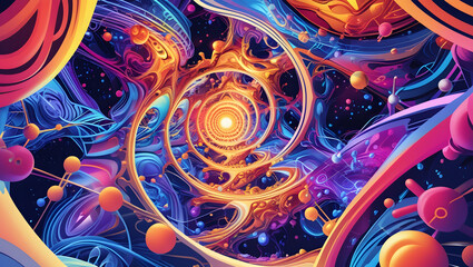 colorful and vibrant scientific background with molecules vector illustration. AI Generated