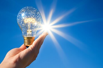 Illuminating Idea: Hand Holding a Glowing Lightbulb