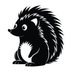 Cute porcupine silhouette vector art illustrator..