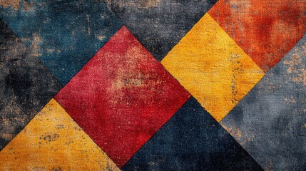 Vibrant geometric patterns reflecting an abstract art style with a mix of colors and textures