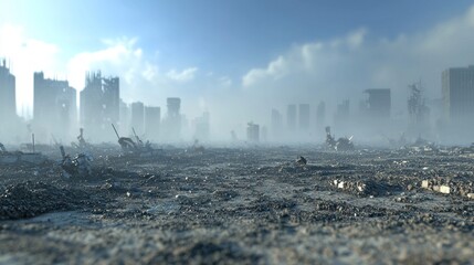 Post-Apocalyptic Cityscape: A Desolate Urban Landscape