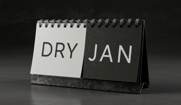 Dry January Minimalist Calendar Design with Elegant Black and White Text