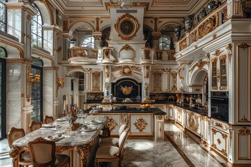 Luxurious Classic Kitchen With Gold Details
