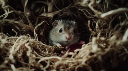 Cute Hamster in a Nest