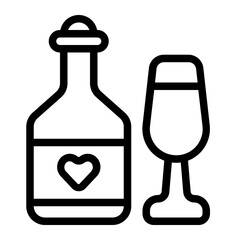 Champagne Bottle and Flute Line Icon