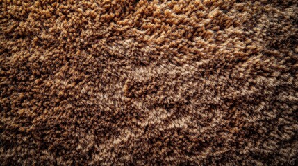 Textured surface showcases intricate details of a soft, warm brown carpet in a cozy interior space during daylight hours