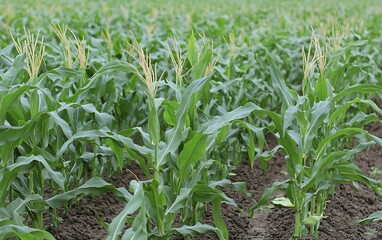 Fototapeta premium a field of corn plants