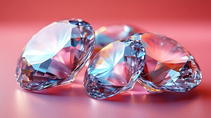 Sparkling Diamonds Resting On Pink Surface
