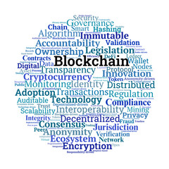 Obraz premium Blockchain Word Cloud