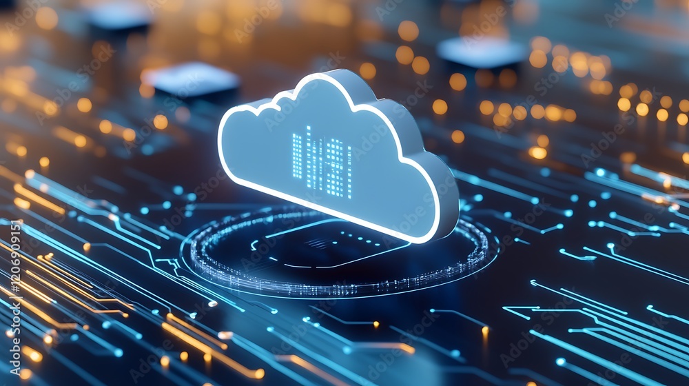 Poster modern cloud computing concept with digital data connections and network technology background