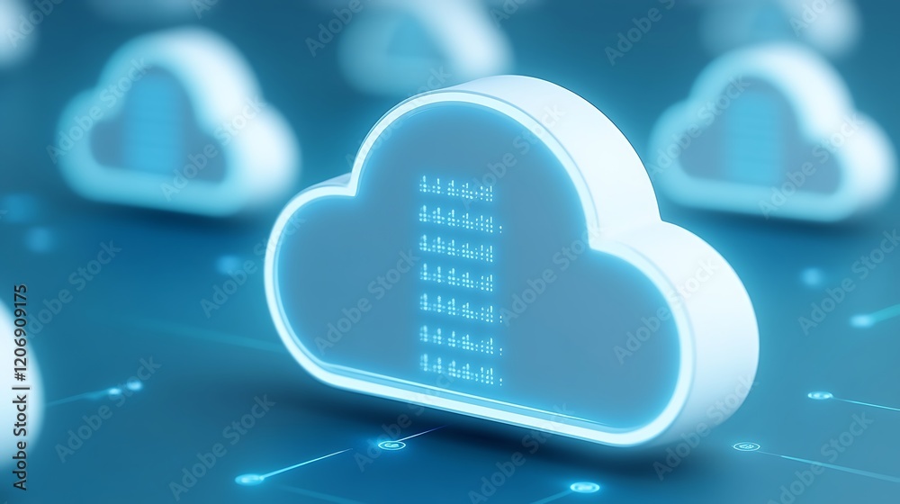 Poster modern cloud computing concept with digital data representation and blue background for technology t