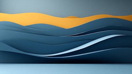Abstract Blue and Yellow Wave Landscape Design