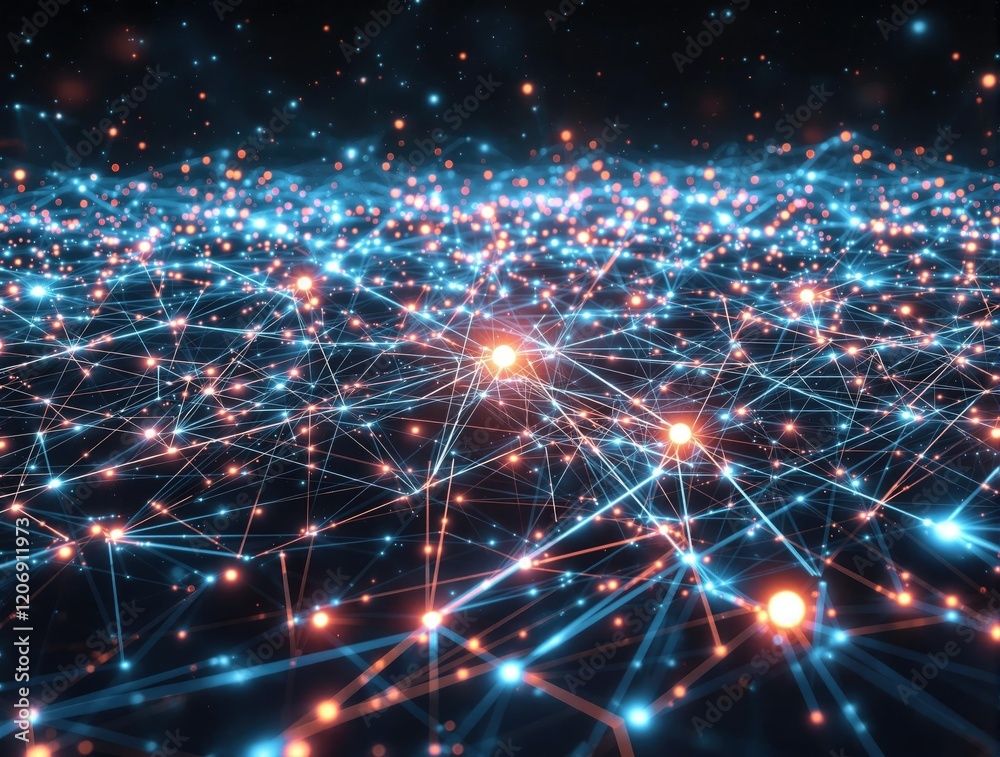 Wall mural abstract representation of the internet as a vast network of interconnected nodes and pathways, inte