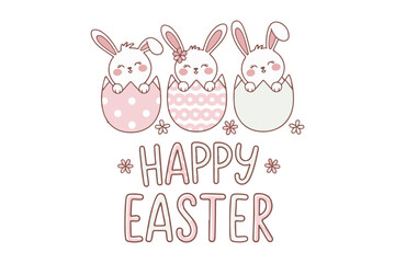 Cute Rabbits and Festive Icons Set vector