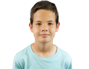 Photo of adorable child young happy boy looking at camera isolated over transparent background. PNG transparent.