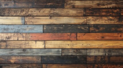 Rustic wooden wall showcasing a blend of textures and colors for an artistic home decor inspiration
