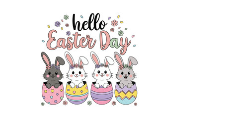 Cute Rabbits and Festive Icons Set vector